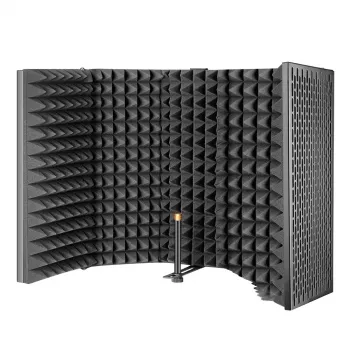 MOZOS PRO Pannello isolante acustico per microfono - Schermo pieghevole per registrazione vocale in 5 pezzi con schiuma acustica ad alta densità da 50 mm, Nero