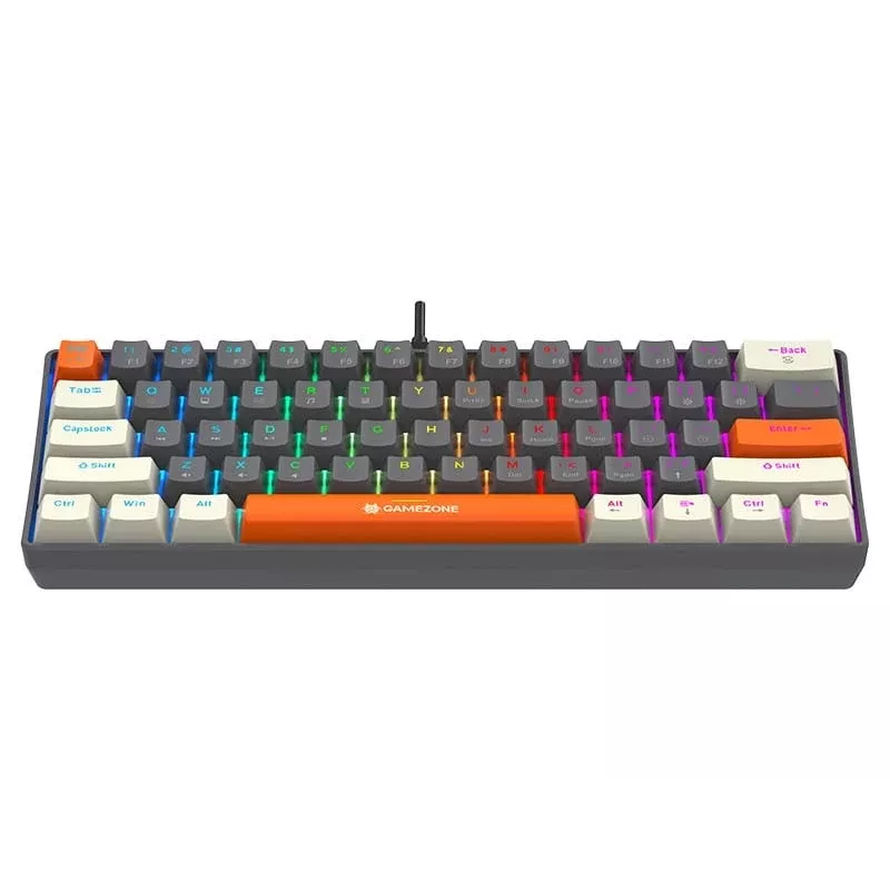 Tracer GameZone Claws 61 Tastiera da gaming meccanica con filo, layout 60%, switch blu, retroilluminazione RGB, Grigio