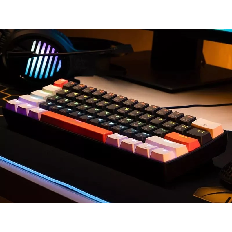 Tracer GameZone Claws 61 Tastiera da gaming meccanica con filo, layout 60%, switch blu, retroilluminazione RGB, Grigio