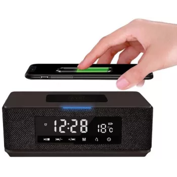 Platinet PMGQ15B - Altoparlante stereo portatile wireless 10W - Nero - Display LCD