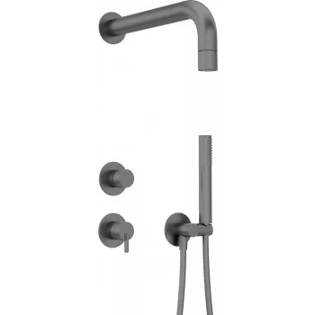 DEANTE set doccia a incasso con doccetta - nero opaco, miscelatore monocomando, ottone, tubo 150 cm