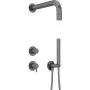 DEANTE set doccia a incasso con doccetta - nero opaco, miscelatore monocomando, ottone, tubo 150 cm
