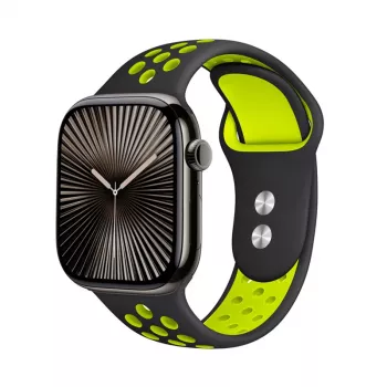 Crong Duo Sport Cinturino per Apple Watch 38/40/41/42 mm (nero/verde lime)