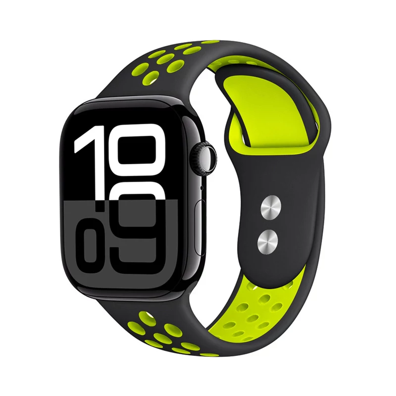 Crong Duo Sport Cinturino per Apple Watch 38/40/41/42 mm (nero/verde lime)