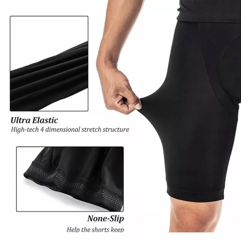 ROCKBROS RK2002XL Pantaloncini da ciclista uomo con imbottitura, XL, nero