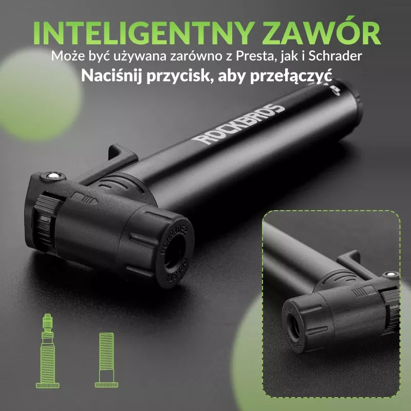 ROCKBROS Pompa per bici portatile 42320010001 con cacciavite - Nero