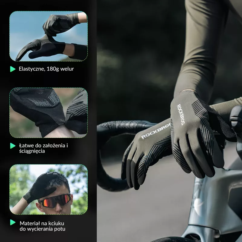 ROCKBROS Guanti da ciclismo a mezze dita taglia L verde-nero