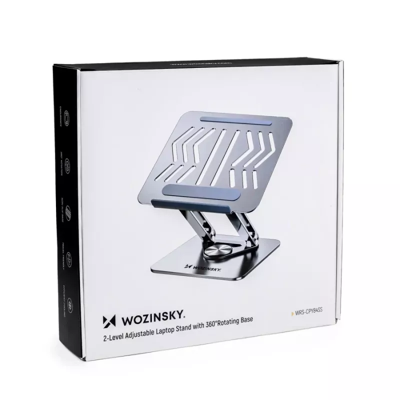 Wozinsky Supporto per laptop 360° argento con supporto per telefono