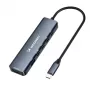 WOZINSKY WHBC10Y4S Hub USB-C 6-in-1 multifunzione in alluminio con cavo da 15 cm - Grigio