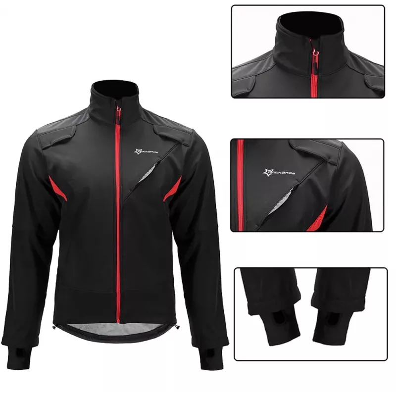 ROCKBROS YPW021 Giacca da ciclismo antivento, nero, taglia XL