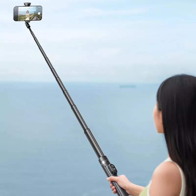 Premium Selfie Stick Wozinsky WRZP1 con gambe a scomparsa automatica, funzione treppiede, 1,7 m - Nero