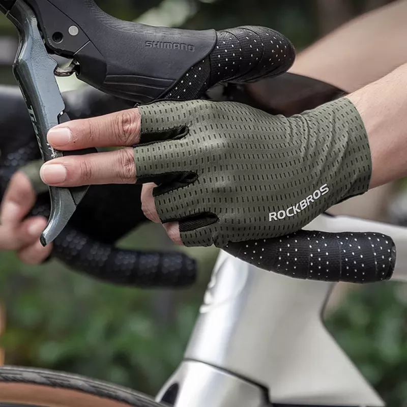 ROCKBROS Guanti da bici a dita corte traspiranti, taglia S - Verde