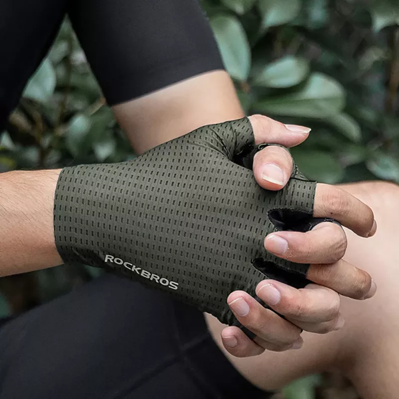 ROCKBROS Guanti da bici a dita corte traspiranti, taglia S - Verde