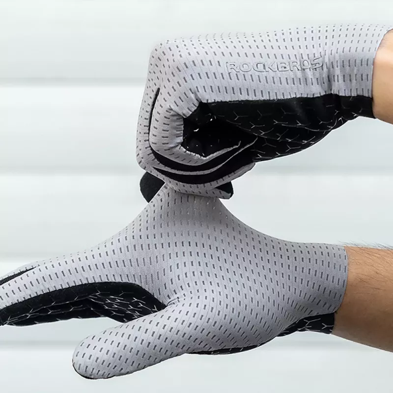 ROCKBROS Guanti da ciclismo con dita, traspiranti, taglia M - grigio