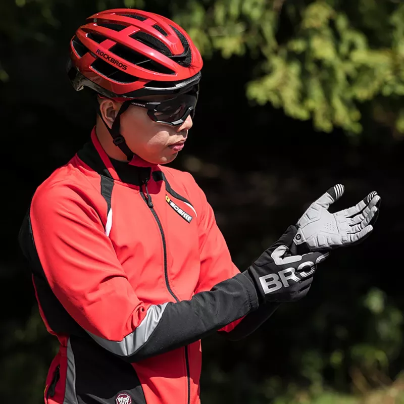 ROCKBROS Guanti da ciclismo termici a manopola lunga XXL nero grigio