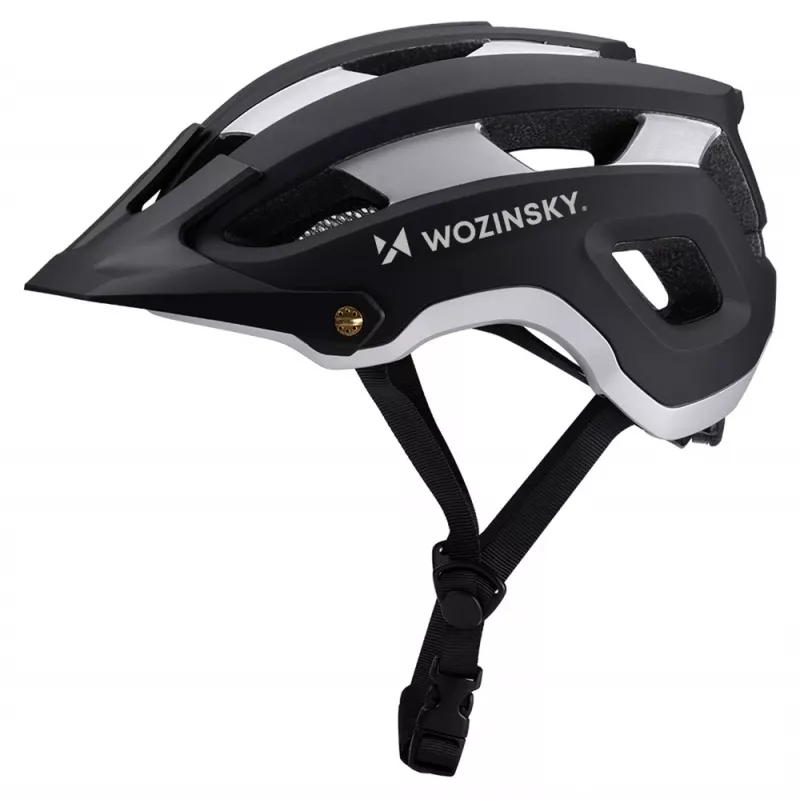 Wozinsky casco MTB con visiera rimovibile, leggero, 57-62 cm, nero-argento