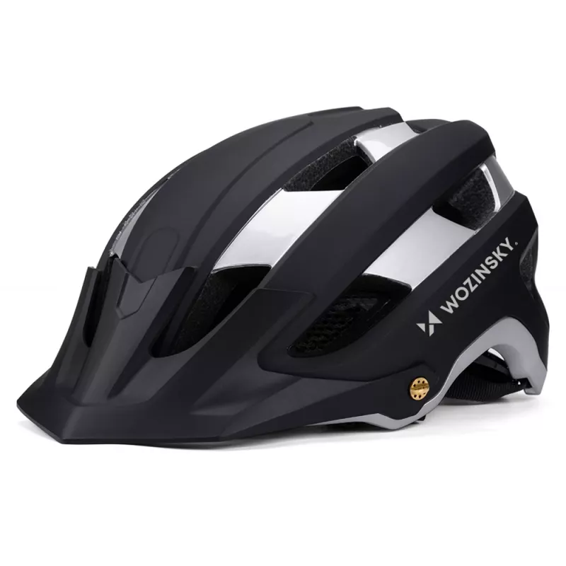 Wozinsky casco MTB con visiera rimovibile, leggero, 57-62 cm, nero-argento