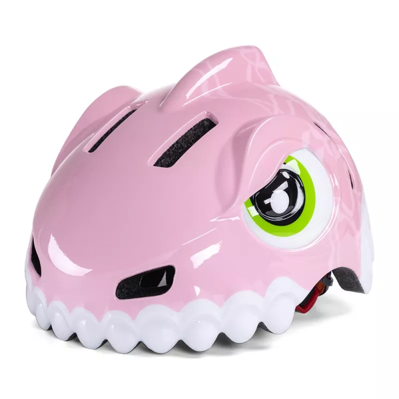 WOZINSKY casco per bambino da bicicletta motivo dinosauro 52-56 cm rosa