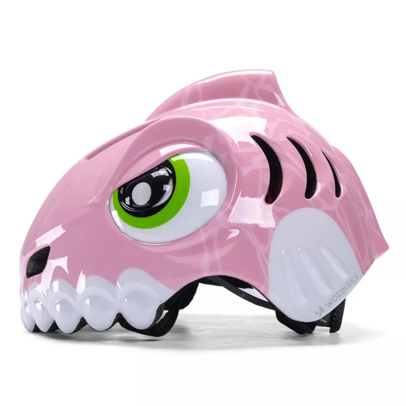 WOZINSKY casco per bambino da bicicletta motivo dinosauro 52-56 cm rosa