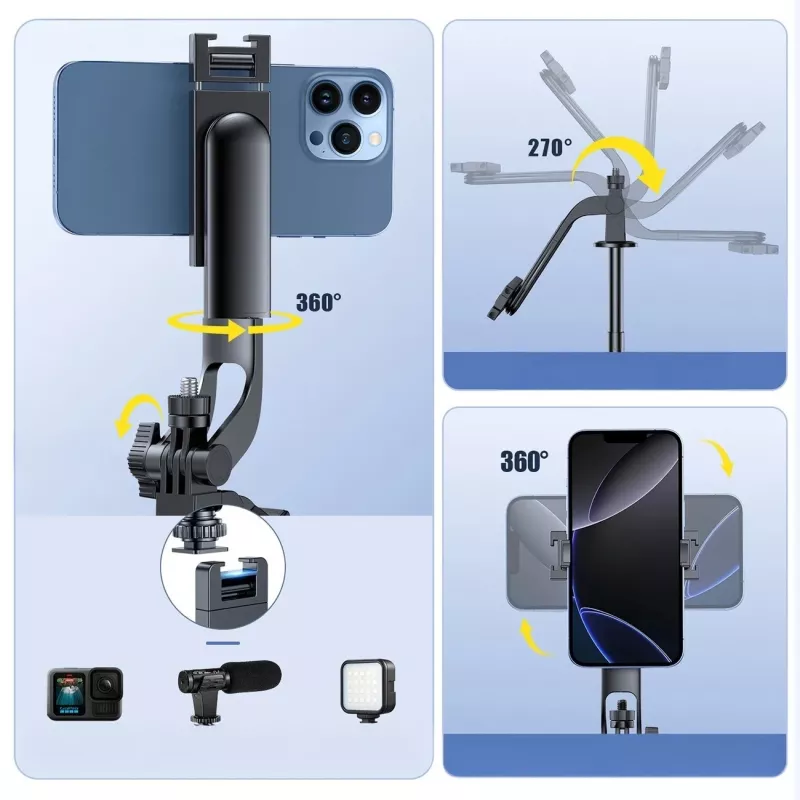 Wozinsky selfie stick WC1Y30S treppiede telescopico 1,3 m con supporto per cellulare - nero