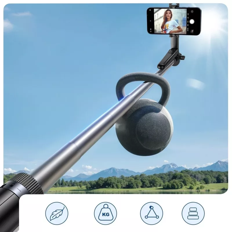 Selfie stick Wozinsky WC1Y70S treppiede telescopico 1,7 m con supporto per cellulare - nero