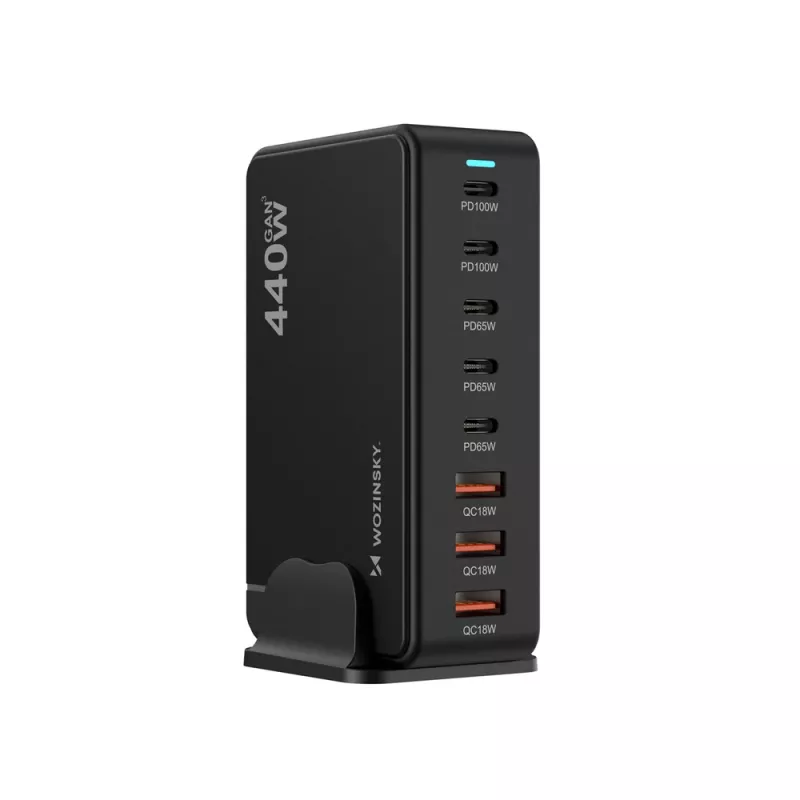 Wozinsky WSL-440 stazione di ricarica GaN QC3 440W - nero