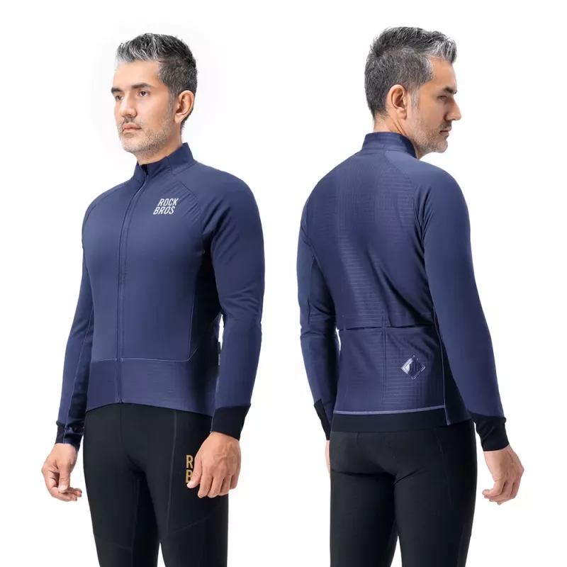 ROCKBROS YDWT014 giacca ciclismo invernale pile doppio strato XXL blu