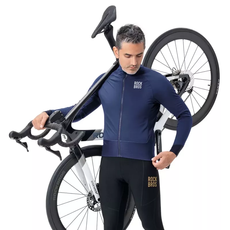 ROCKBROS YDWT014 giacca ciclismo invernale pile doppio strato XXL blu