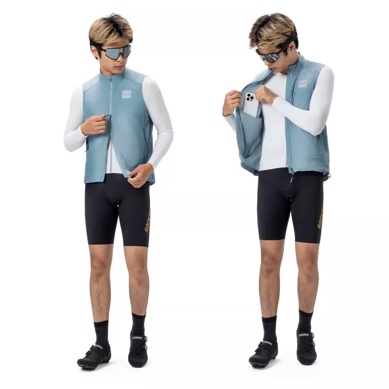 ROCKBROS YDMJ003 gilet ciclismo antivento taglia S blu