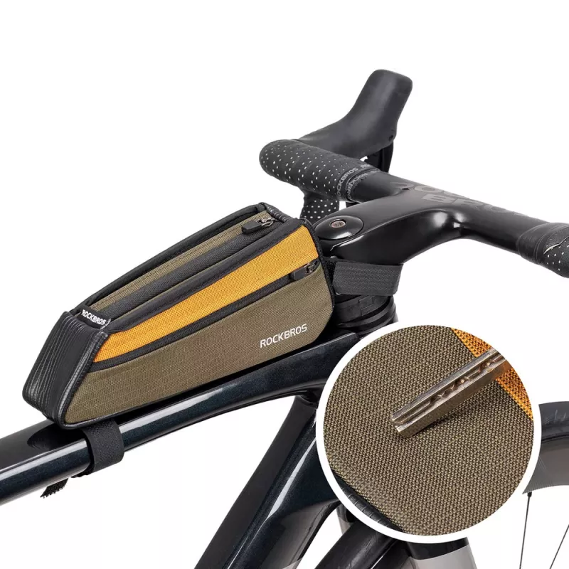 ROCKBROS Borsa da tubo orizzontale per bicicletta 0,25L verde/arancio