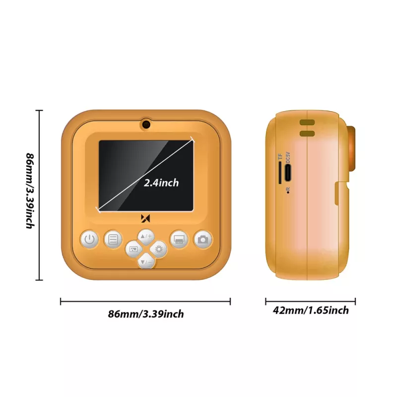 Wozinsky WDT-05 Fotocamera istantanea per bambini con stampante termica - arancione