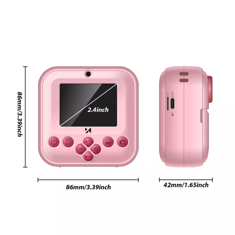 Wozinsky WDT-03 Fotocamera con stampante termica per bambini - rosa