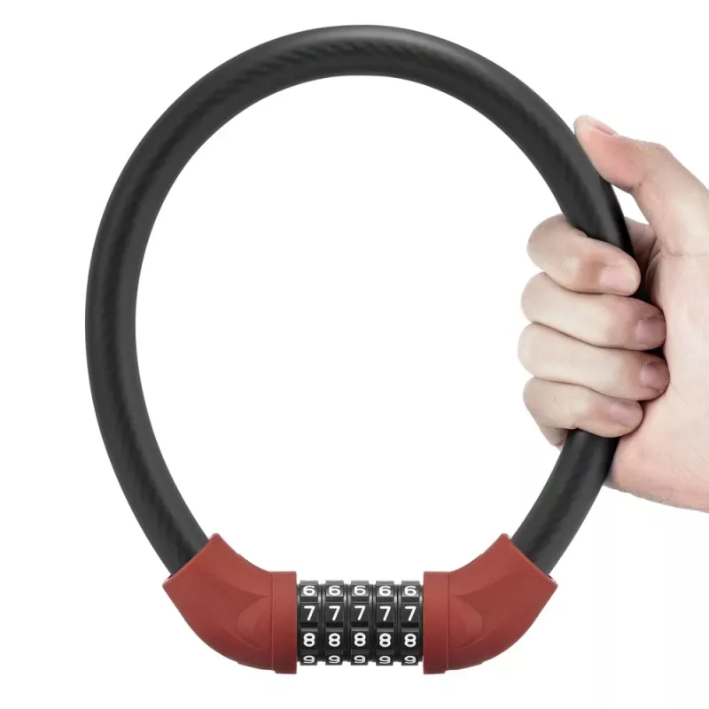 ROCKBROS RKS570-RD Lucchetto a cavo – combinazione a 4 cifre, cavo in acciaio 1,2 m, rosso