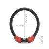 ROCKBROS RKS570-RD Lucchetto a cavo – combinazione a 4 cifre, cavo in acciaio 1,2 m, rosso