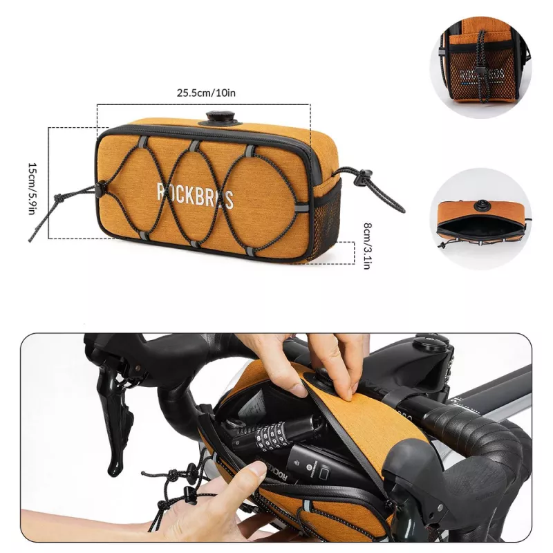 Rockbros TL001 ROAD TO SKY Borsa da manubrio impermeabile 1,9L – arancione