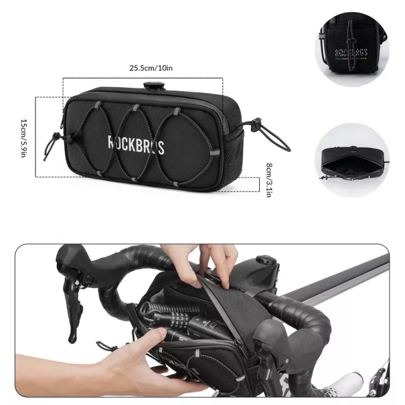 Rockbros TL001 Road to Sky Borsa da manubrio per bici impermeabile 1.9L – nero