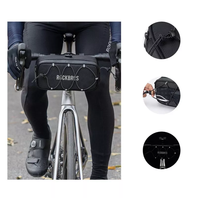 Rockbros TL001 Road to Sky Borsa da manubrio per bici impermeabile 1.9L – nero