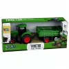 LEAN TOYS Trattore agricolo con rimorchio ribaltabile, ruote in gomma, verde, 1:24