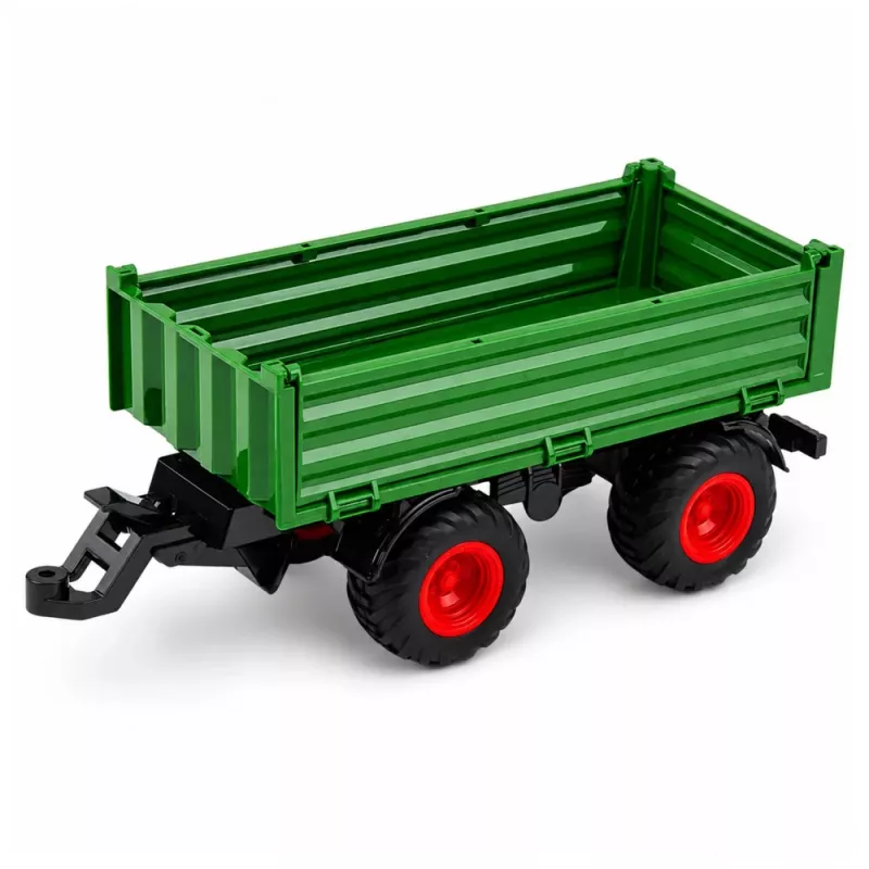 LEAN TOYS Trattore agricolo con rimorchio ribaltabile, ruote in gomma, verde, 1:24