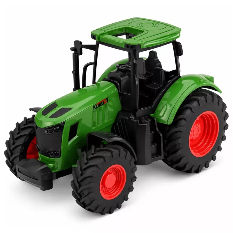 LEAN TOYS Trattore agricolo con rimorchio ribaltabile, ruote in gomma, verde, 1:24