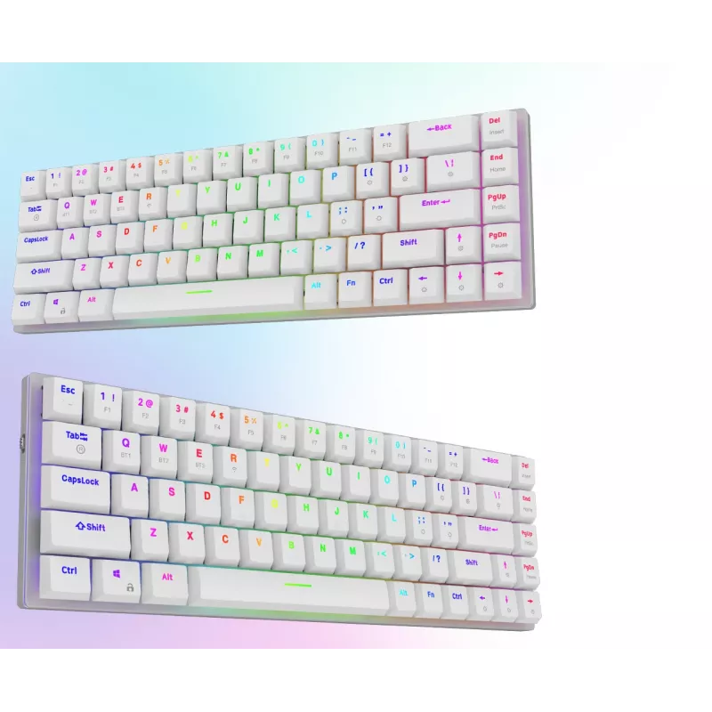 AQIRYS Agena Tastiera meccanica wireless 65% low-profile, switch Gateron Red, bianca