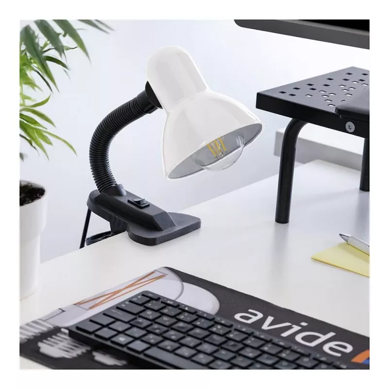 Avide Basic Clipbar Max 60W Lampada da Tavolo con Pinza Nero