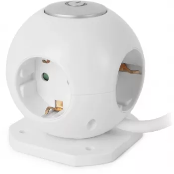 ENTAC Ciabatta Elettrica Globe 3 Prese con Interruttore USB Bianca