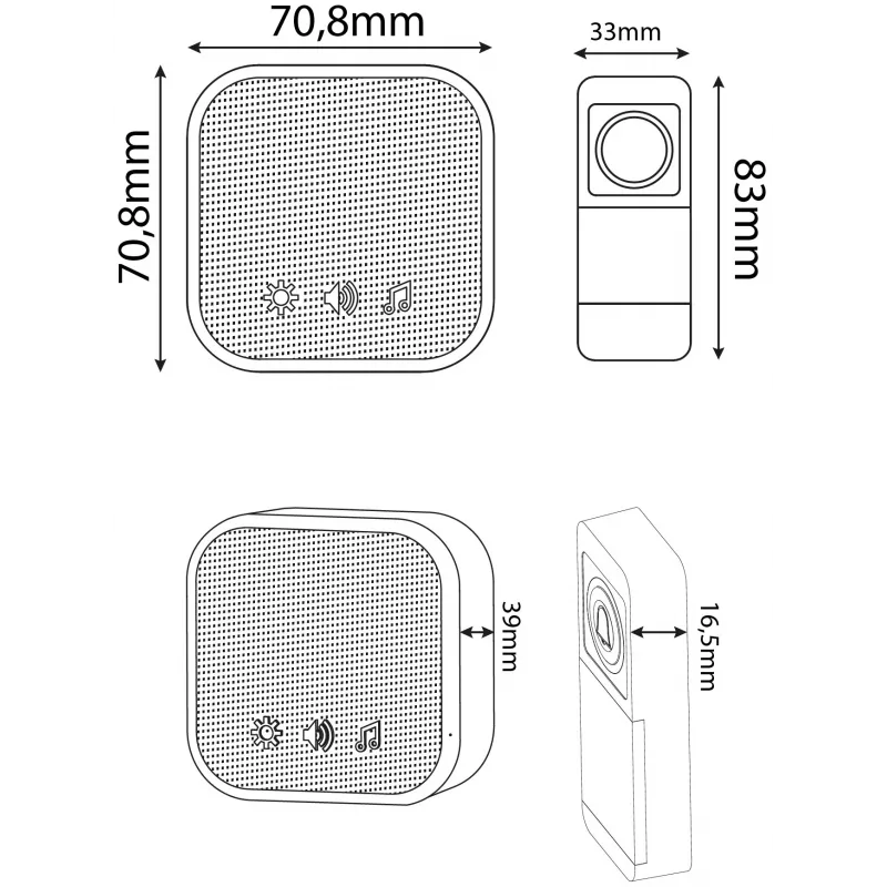 ENTAC Campanello Senza Fili Trasmettitore con Spina AC IP44 con 1x Batteria CR2032
