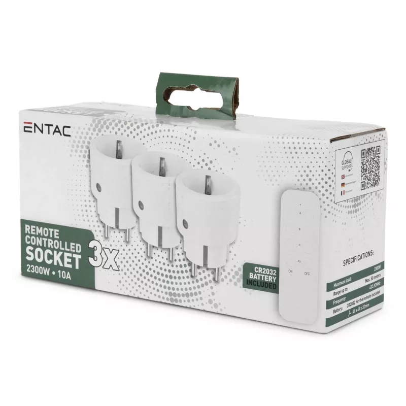 ENTAC Set Prese Elettriche Senza Fili Confezione da 3 Bianche