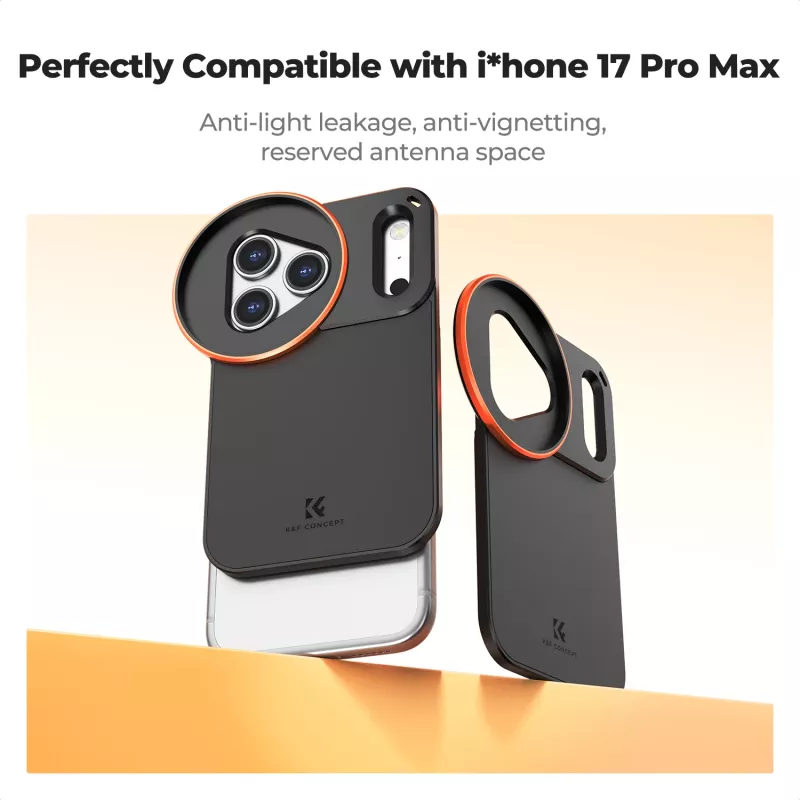 KF Protective Photography Case con supporto obiettivo 58 mm per Apple iPhone 17 Pro Max - nero
