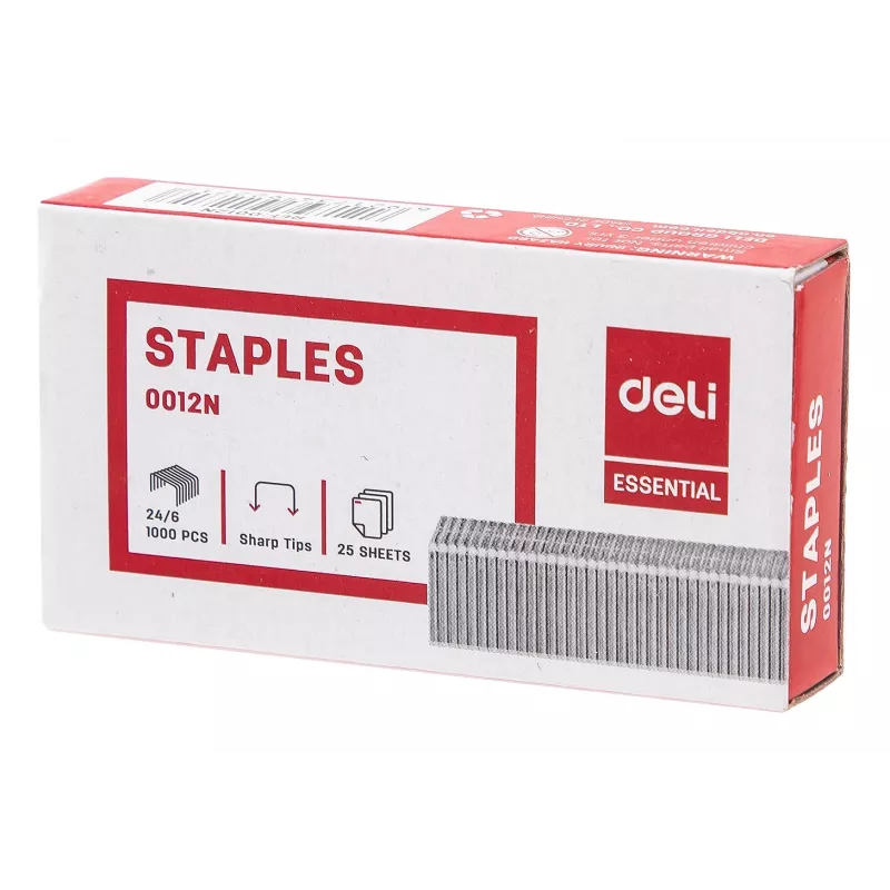 Deli ESSENTIAL punti metallici 24/6, 1000 pezzi, acciaio zincato, argento