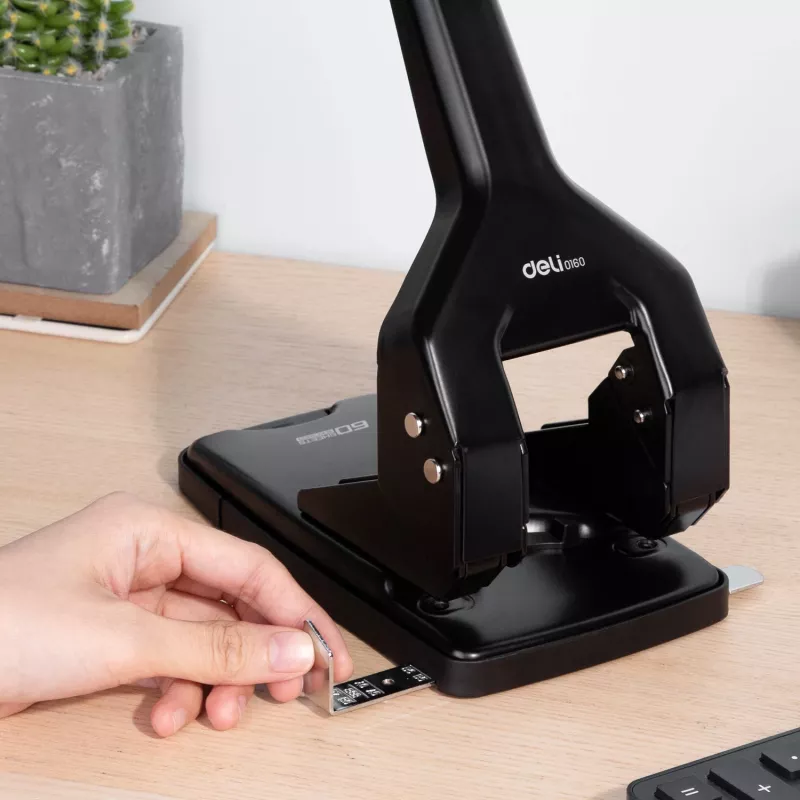 Deli EXEED perforatore nero - capacità 20 fogli, 2 fori, 6 mm, corpo in metallo