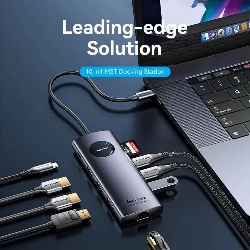 VENTION docking station USB-C 10-in-1 8K 30Hz 100W PD con display LED