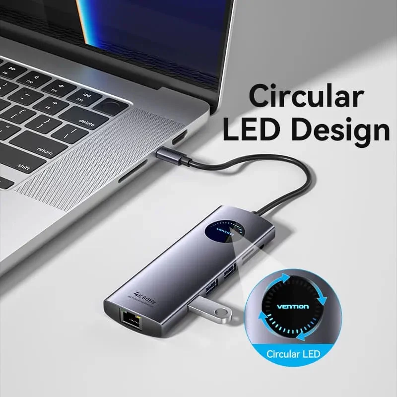 VENTION docking station USB-C 10-in-1 8K 30Hz 100W PD con display LED